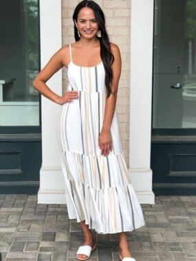 EUC Rag Poets Striped Maxi Dress | Casual Boho Long Dress | Beach & Resort